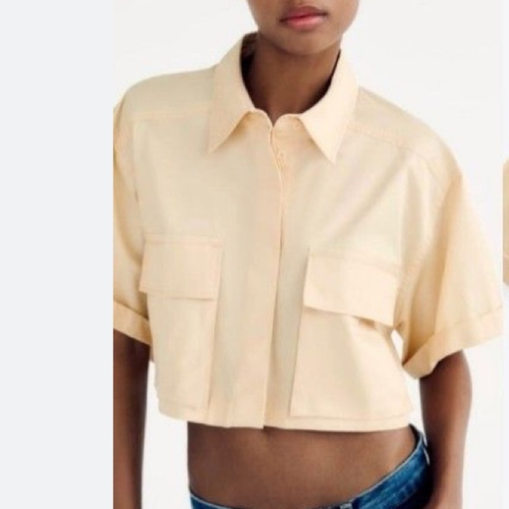 Zara cropped garbardine top